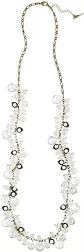 Chloe + Isabel Jewelry Pearl + Crystal Drops Long Antiqued Brass Chain Necklace 2