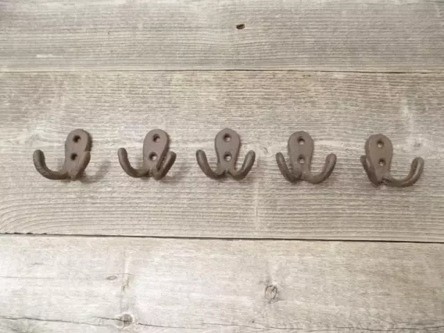 Antique Cast Iron Wall Hooks Handmade Double Rustic Coat Towel Hanging