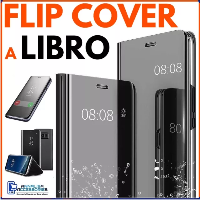 COVER FLIP Per APPLE IPHONE 15 CUSTODIA LIBRO NERA A SPECCHIO CLEAR VIEW 360°