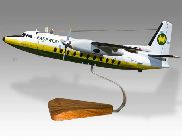 Fokker F27-500 Friendship East-West Airlines WoodHandmade Airplane Desktop Model