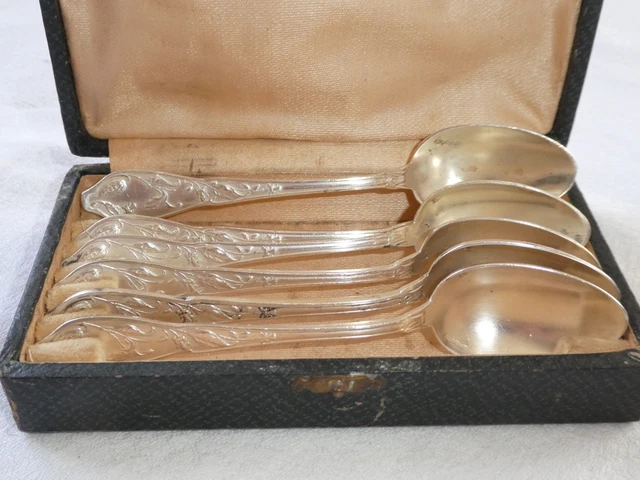 Boulenger - Coffret 12 cuillères à café Art Nouveau métal argenté