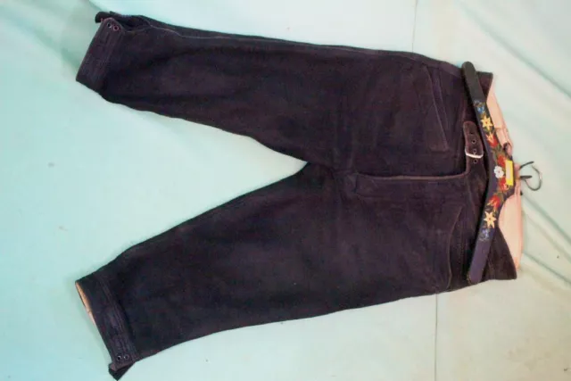 Urige Trachten Knie Bund Leder Hose W30/M dunkel braun Österreich Jagd TOP