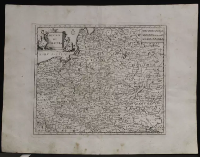 Poland & Lithuania 1740 Anonymous Very Rare Antique Copper Engraved Italian Map