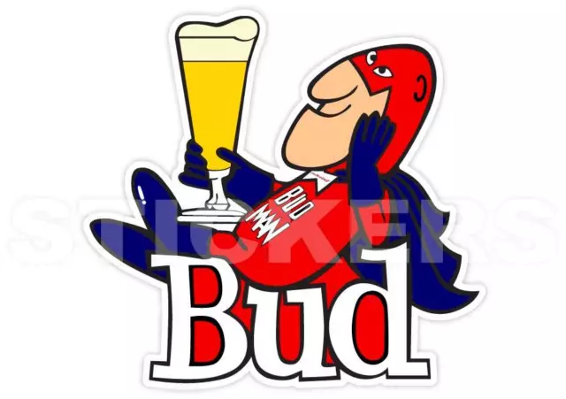 Bud Man Budman Budweiser Beer Vinyl Sticker Decal Retro Vintage