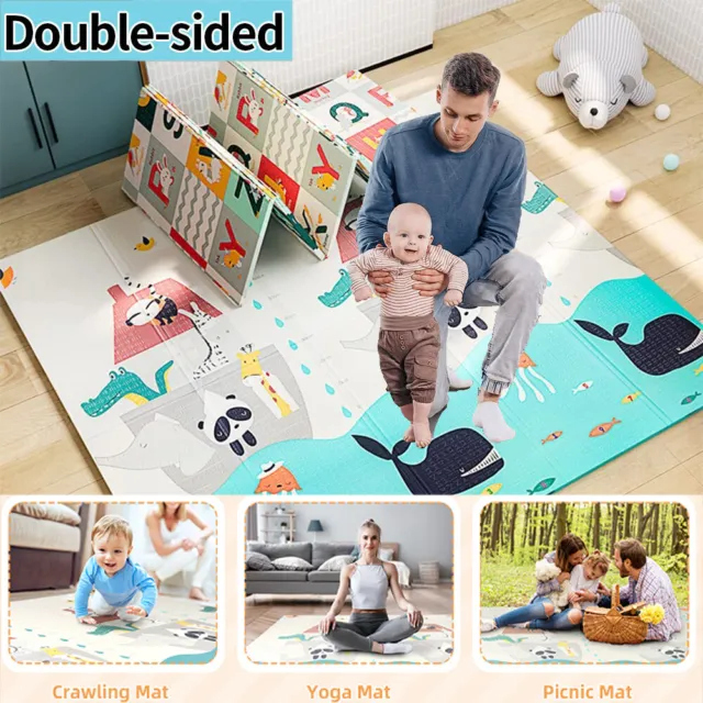 2Sided Baby Play Mat Extra Large Thick Kids Crawling Educational Soft Foam Game