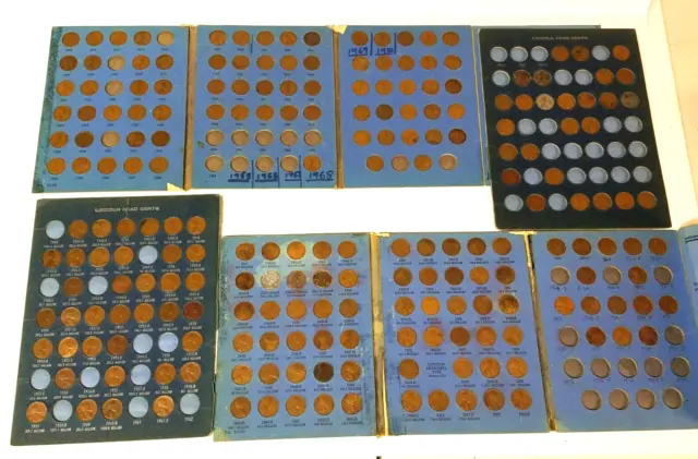 Lincoln Wheat Cent Hoard 1909 to 1960+ in Whitman Albums, Take a Look