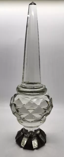 Large Cut Faceted Glass Brass Banister Newel Post Finial / Staircase