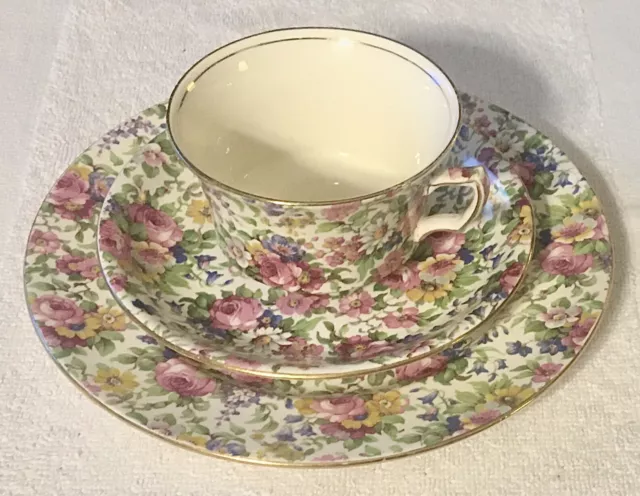 Royal Winton Grimwades Summertime Cup Saucer & Plate Trio England VinTage Chintz