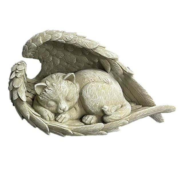 Home Sleeping Angel With Wings Resin Outdoor Dog Cat Pet Memorial Statue Puppy