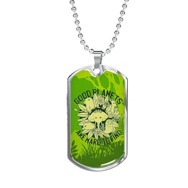 Good Planets Necklace UFO Alien Fan Gift Stainless Steel or 18k Gold Dog Tag 24"