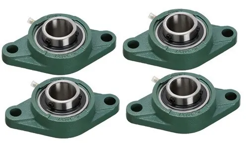 4-Pack 1-1/8" Bore UCFL206-18, 2-Bolt Flanged Mounted Bearings, Set Screw