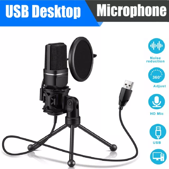USB Microphone Recording  Condenser Podcast For Gaming Streaming Mic With Stand