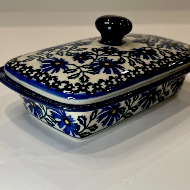 Polish Pottery Butter Dish 6.5" Ceramika Artystyczna Flowers