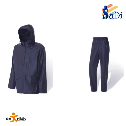 Completo Tuta Impermeabile Giacca Pantalone Da Lavoro Antipioggia De Nittis I100