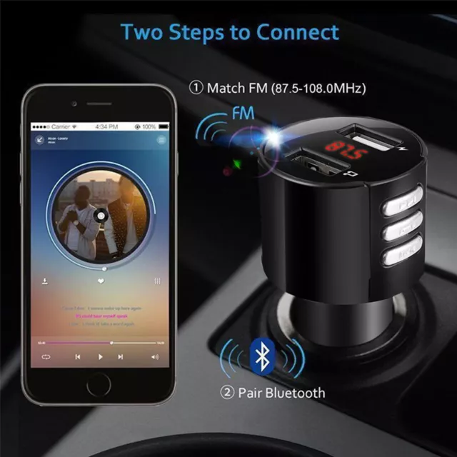 Handsfree Wireless Bluetooth FM Transmitter Car Charger USB MP3 Player Audio Oz 2