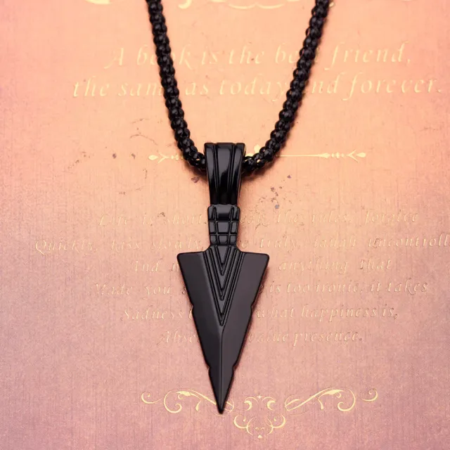 Mens Spear Point Arrowhead Pendant Necklace Punk Jewelry Stainless Steel Chain