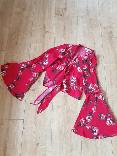 Top bolero rosso floreale Miss Selfridge taglia 10