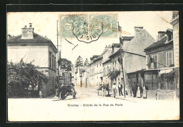 CPA Groslay, Entrèe de la Rue de Paris 1906
