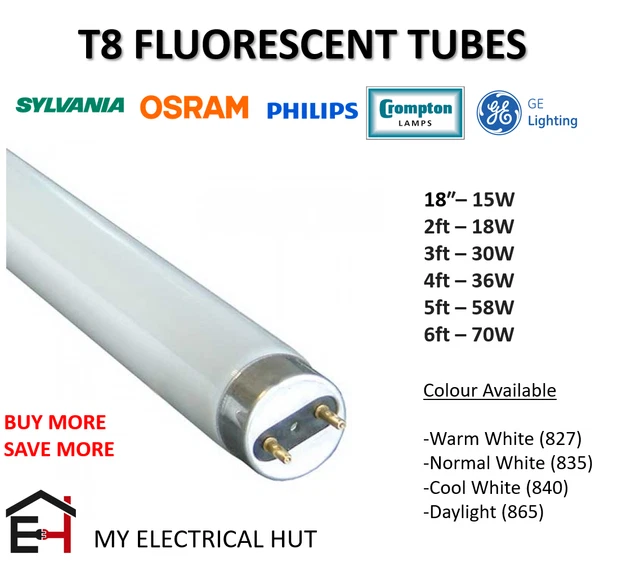 T8 FLUORESCENT TUBE 15W 18W 30W 36W 58W 70W Warm White Cool White