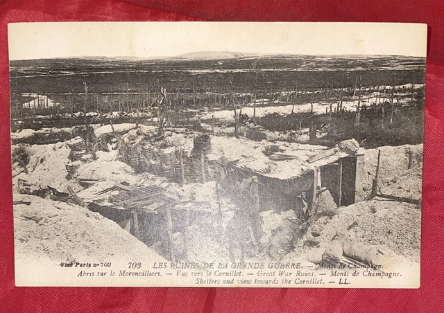 WW1 Les Ruines De La Guerre Series #703 Monts De Champagne Shelters Postcard