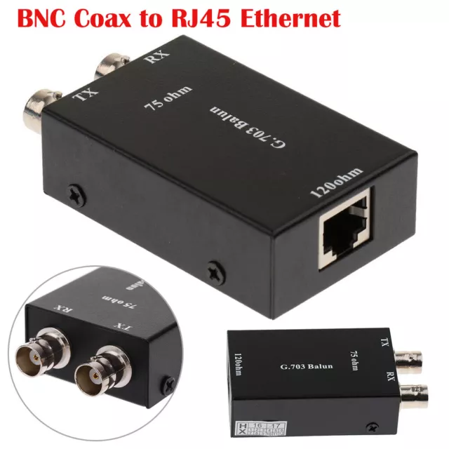 Premium BNC Coax to RJ45 Ethernet Converter Video Baluns Media Adapters Black AU