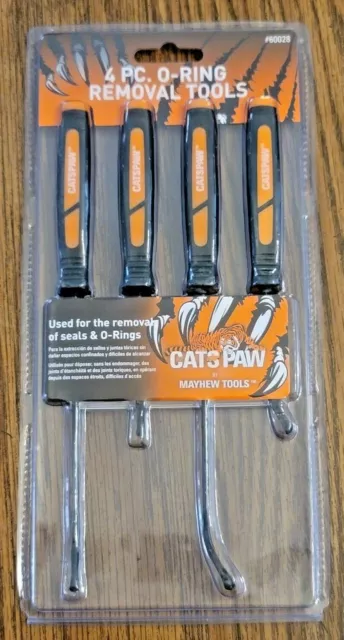 Mayhew CatsPaw 4pc Mini O-Ring Remover Spoon Set, Orange #60028