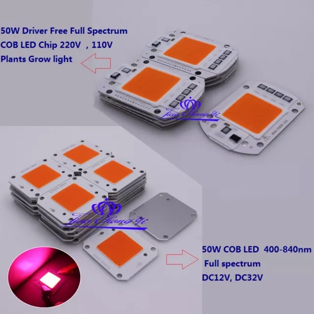 50W Full Spectrum LED COB chip DC12V 32V, Integrated Smart IC Driver 220V 110V