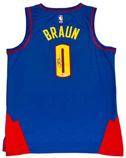 Christian Braun Signed Denver Nuggets Jersey Kansas Jayhawks Autographed BAS COA