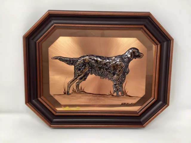 Vintage Magowan Signed Copper Art Embossed Red/Gordon Setter Framed picture