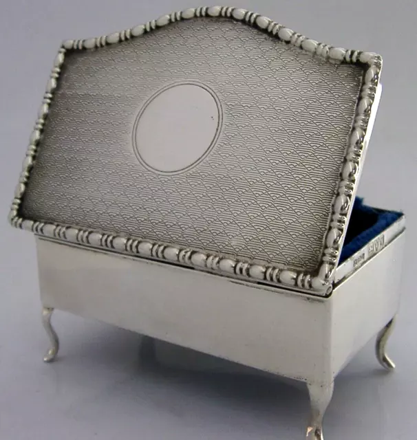 PRETTY ENGLISH STERLING SILVER DRESSING TABLE JEWELLERY BOX 1922 ANTIQUE 64g 2