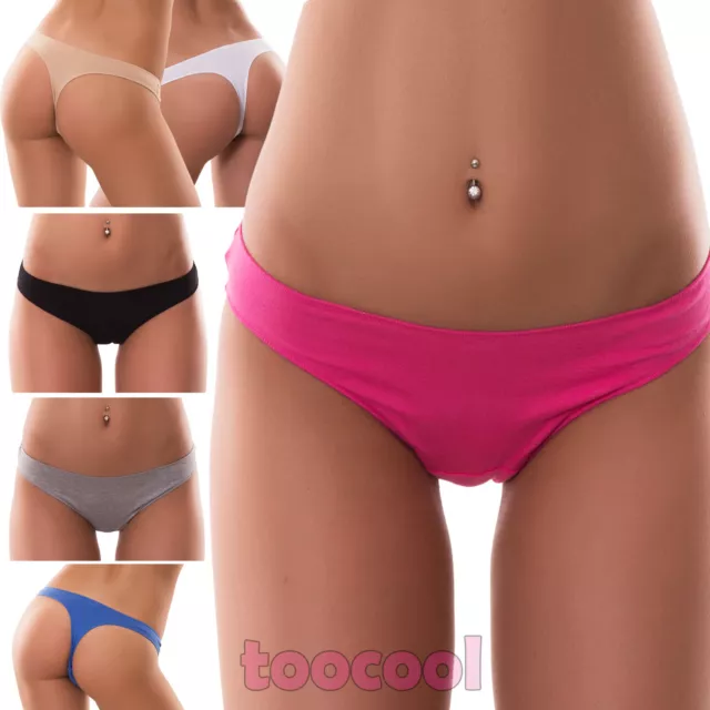 Stock 6 pezzi Perizoma slip donna thong liscio tanga elasticizzato nuovo 368-6