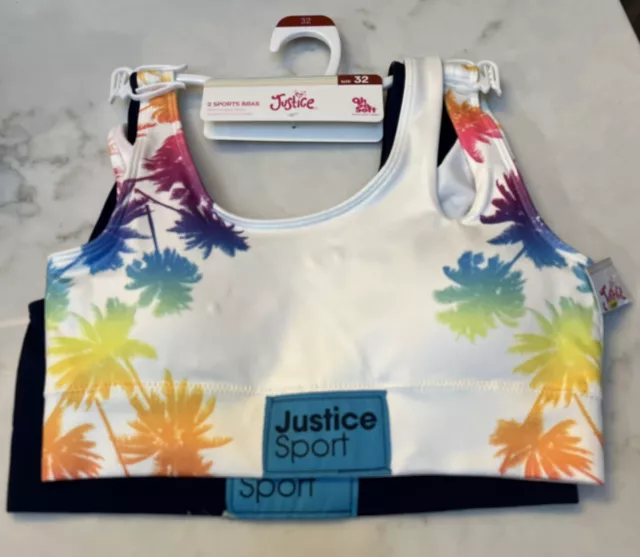 Justice Girls Size 28 Seamless Racer Back Sports Bra 2-Pack New