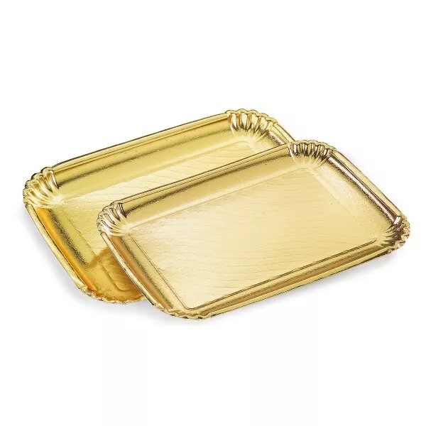 2 Pezzi Vassoio Porta Sotto Torta 20x28cm Oro Rettangolare Piatto Dolci Cartone