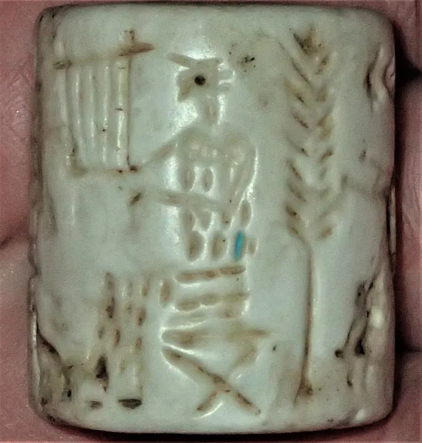 32mm Very Rare Ancient AKKADIAN White Stone Cylinder Seal bead, 4000+ YO, #S6051