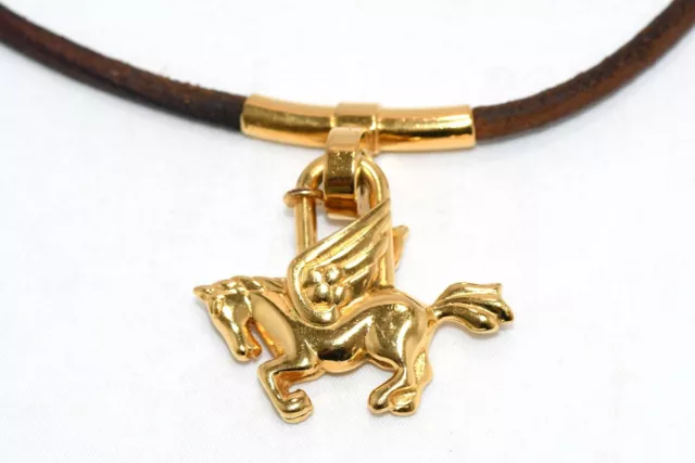 Hermes Cadena Gold Pegasus with Choker necklace bag charm horse motif lock