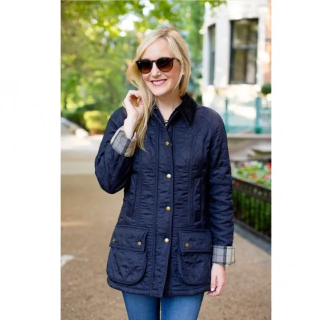 BARBOUR BEADNELL FLEECE Lined Quilted Jacket Navy Padded $275.00 - PicClick