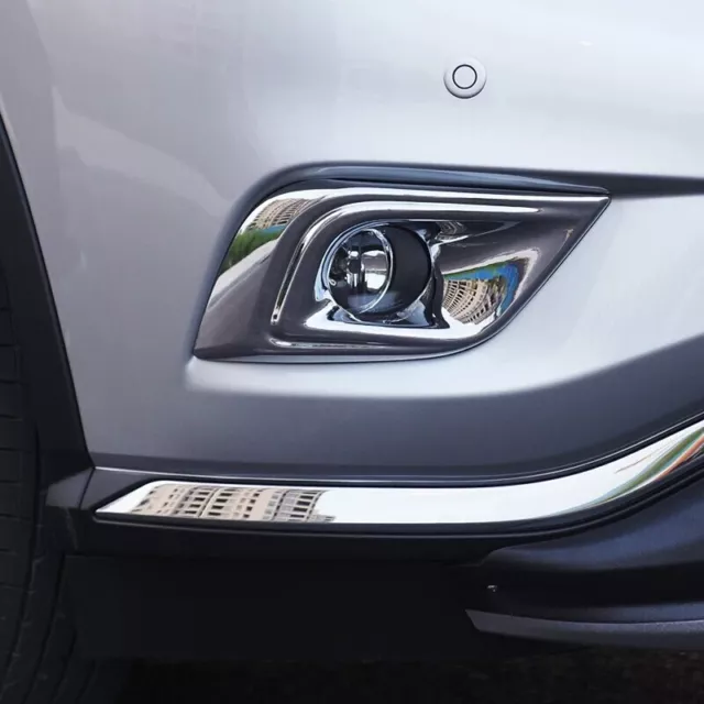 2Pcs ABS Chrome Front Fog Light Lamp Trim Cover For Nissan Murano 2015-2018