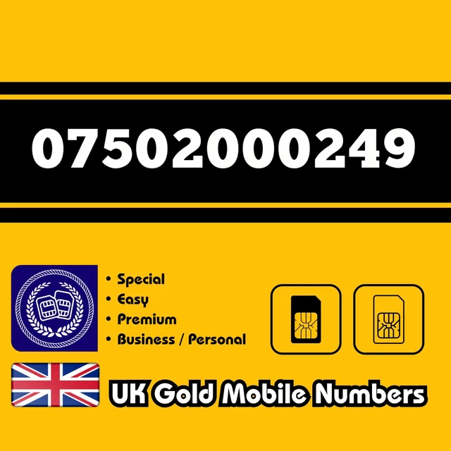 Gold Mobile Number Easy VIP Business Special Memorable UK O2 EE Voda 3 SIM Card