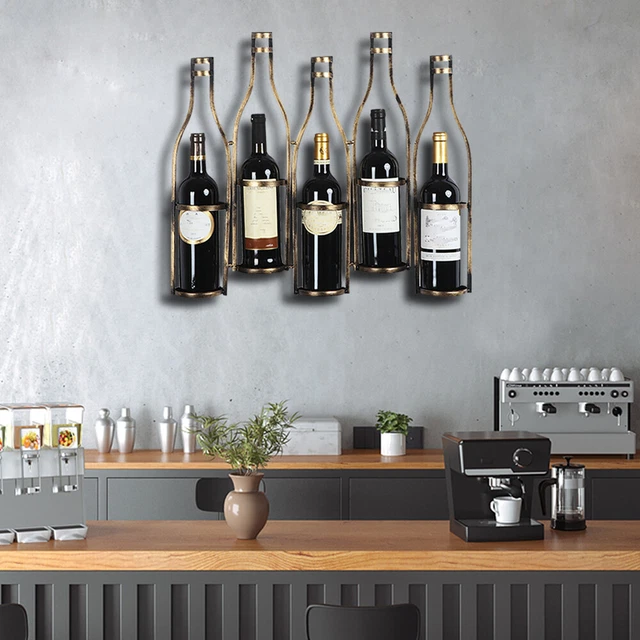 5-Bottle Wine Rack Metal Wall Mounted Wine Storage Holder Display Stand Kitchen