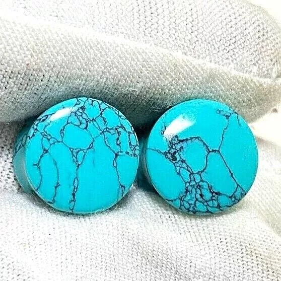 Blue Turquoise Ear Plugs, Double Flare, Beautiful Handmade PAIR  Size 3mm to 50