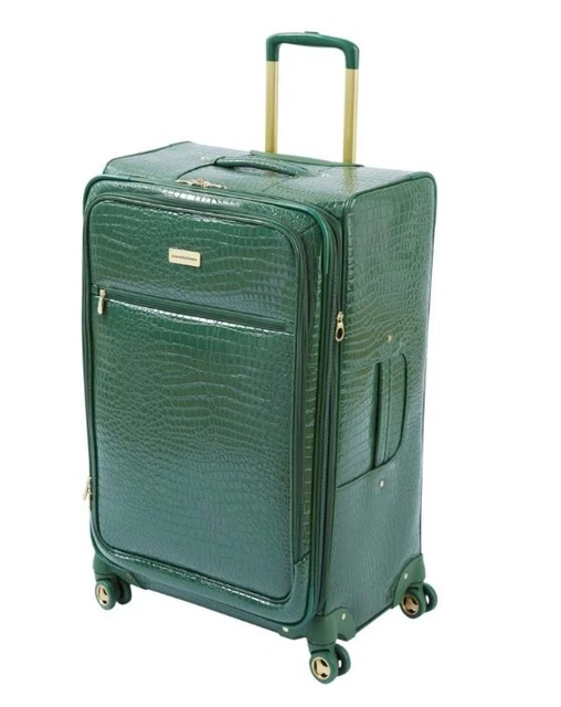 Samantha Brown 30" Spinner Luggage Durable Croco-Embossed PVC-Green-NWT