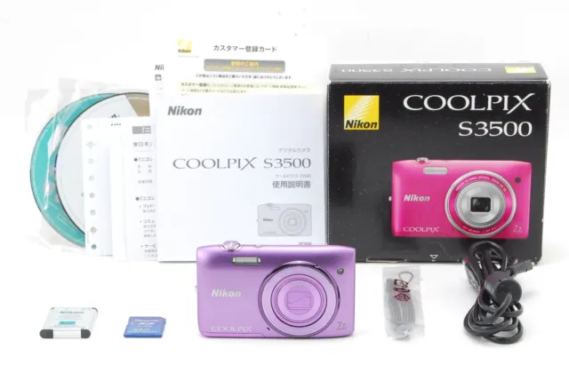 [TOP MINT w/Box] Nikon COOLPIX S3500 Purple 20.0MP Digital Camera From JAPAN