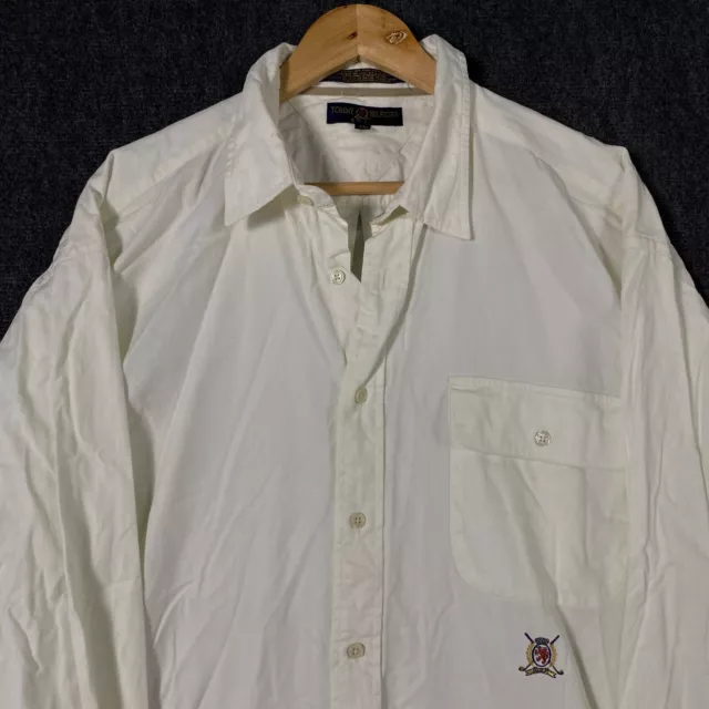 Tommy Hilfiger Golf Mens XL Long Sleeve Button Up White Pocket Crest USA 2