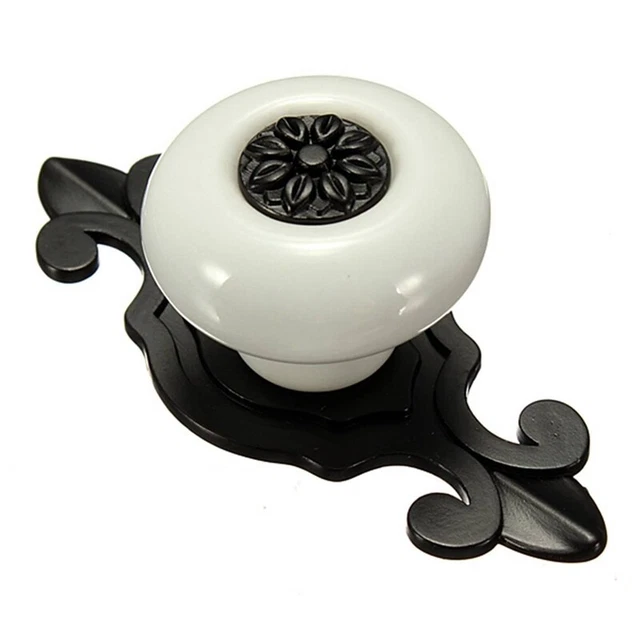2X(Boutons de poignee en ceramique de porte ,d'armoire, de tiroirs Blanc + 5547