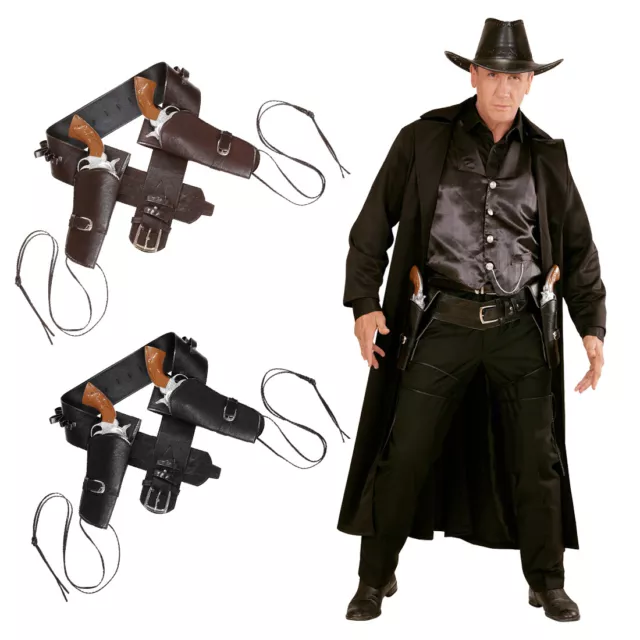 Cowboy Pistolen Halfter doppelt 2 Farben wählbar Cowboygürtel Pistolenholster 2
