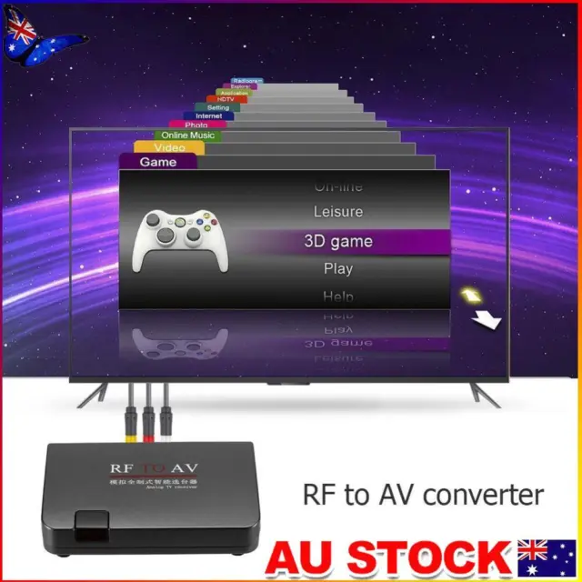 RF to AV Analog TV Receiver Converter Modulator Power Adapter w/AV Cable