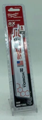 Milwaukee-48-00-5786 6In 24TPI The Torch Sawzall Blades (5pk)