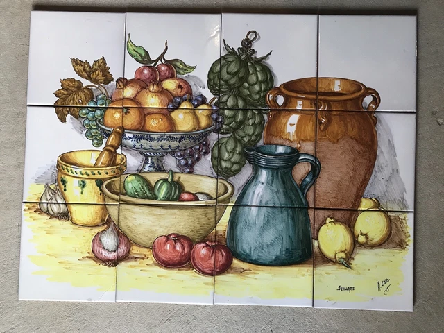 Vintage Spanish Ceramic Tile Mural by Sevillarte Spain