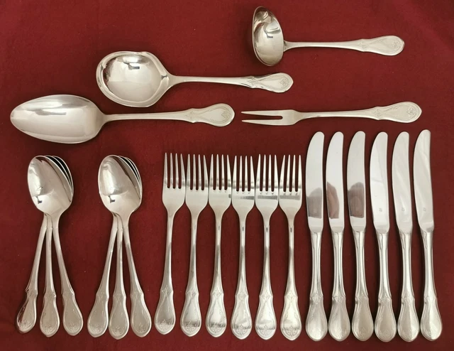 Wmf Würzburger Gravur Cromargan Menübesteck für 6 Personen plus Servierbesteck