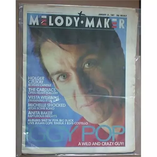 Iggy Pop Melody Maker Magazine Jan 31 1987 Iggy Pop Colour Cover + Feature Uk